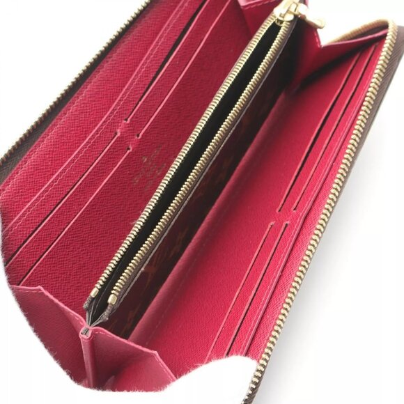LOUIS VUITTON Portefeuille Clemence Around long wallet M60742 Monogram Fuschia - Picture 7 of 9